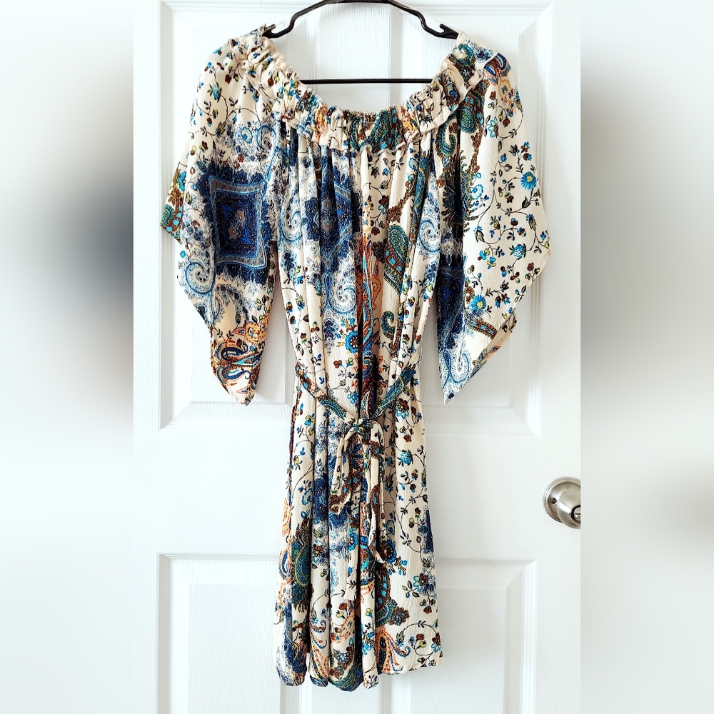Umgee Bohemian Off-Shoulder Paisley Dress